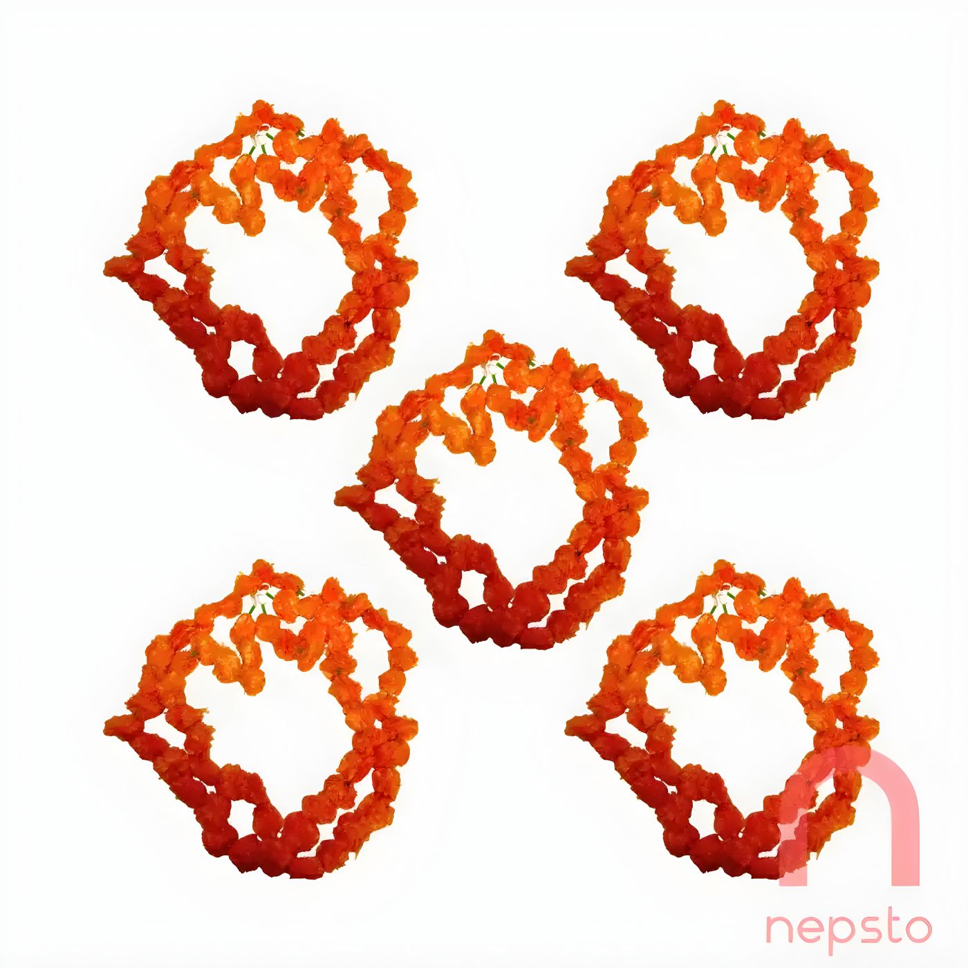 Marigold Garland / Sayapatri Mala (bundt af 5) - Orange (plastik)