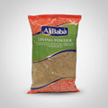 Alibaba Dhania Powder package on a shelf with a blurred store background