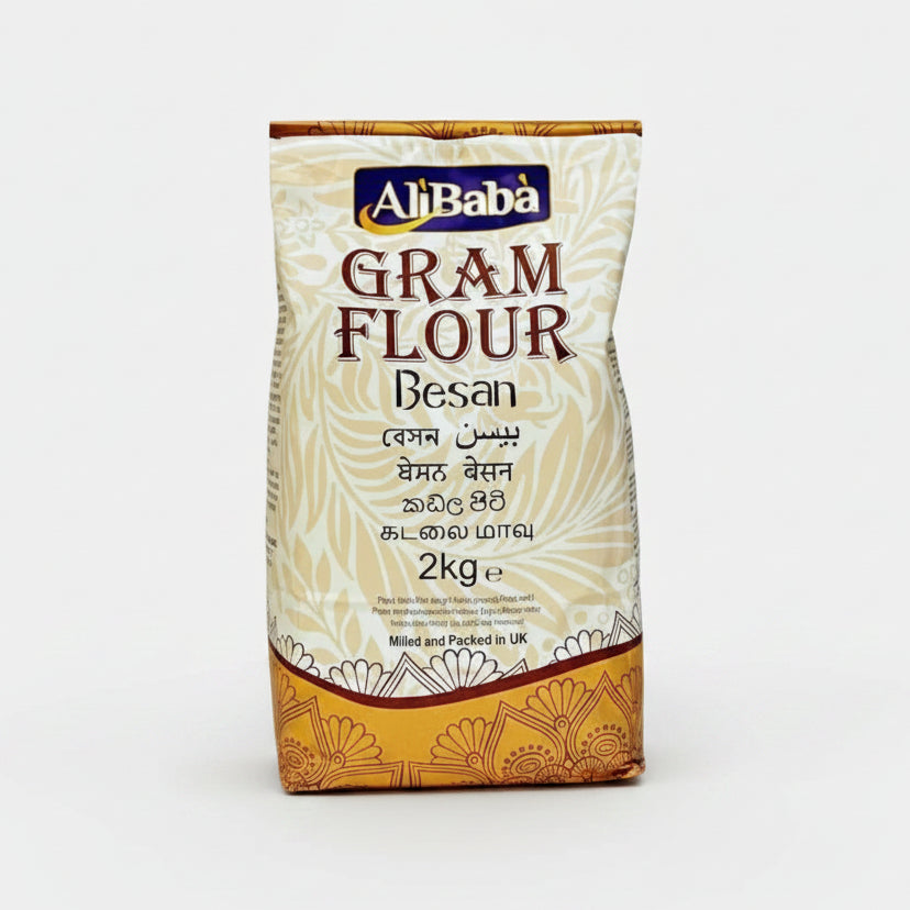 Bag of Alibaba Gram Flour on a white background