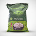 Green bag of DIYO Extra Long Basmati Rice on a white background