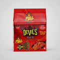 Red package of Devil's Bold & Spicy Hot Chicken Noodles on a white background