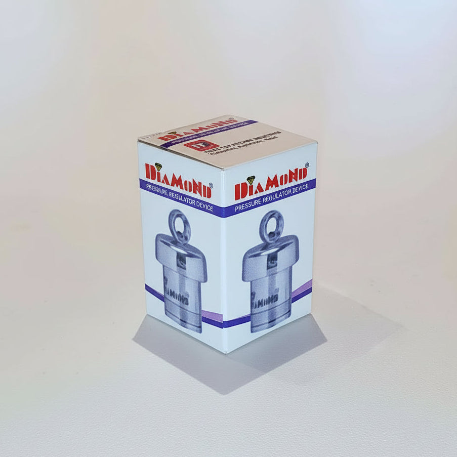A white box packaging for Diamond brand pressure cooker CT vent weight with a clear depiction of the product on the front.