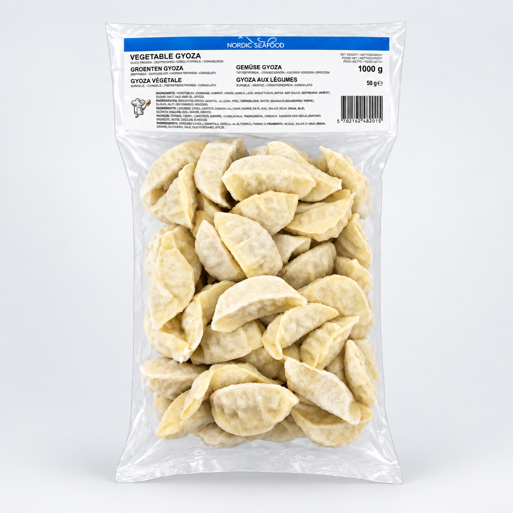 A 1000g bag of Veggie Vetteso Vegetable Dumplings on a clean white background.