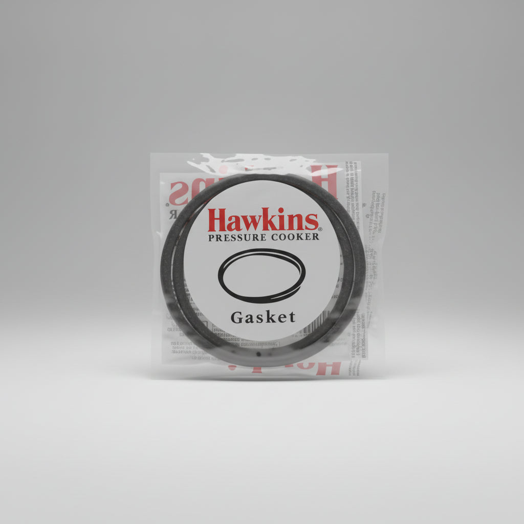 Hawkins pressure cooker gasket in packaging on a white background