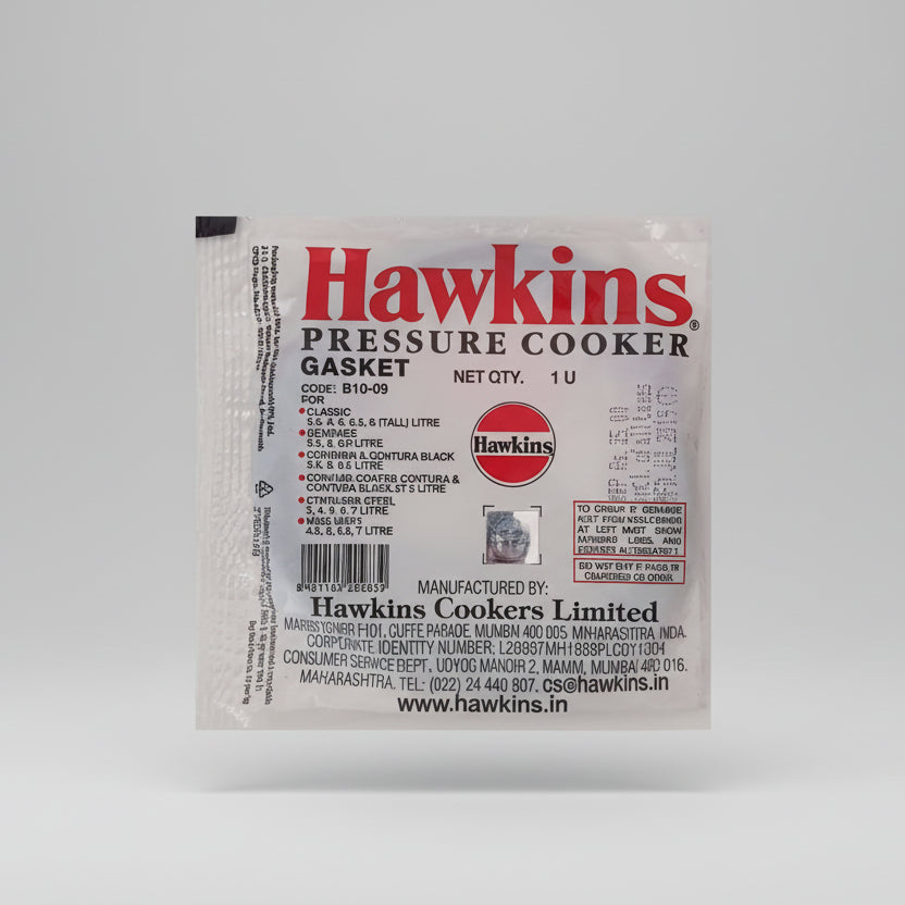 Hawkins pressure cooker gasket packaging on a white background