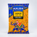 A packaged food product with a predominantly blue and gold design, featuring an illustration of a person and what appears to be a traditional festive outfit. The text on the package indicates it is a 'Lahori Mix' snack.