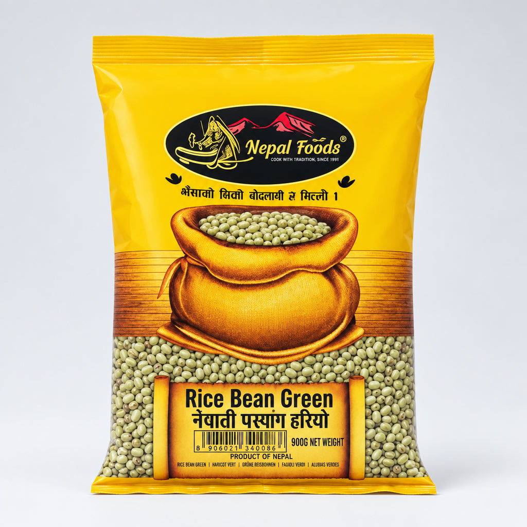Nepal Foods Rice Bean Green package on a white background