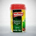National Mango Pickle container with red lid on a white background