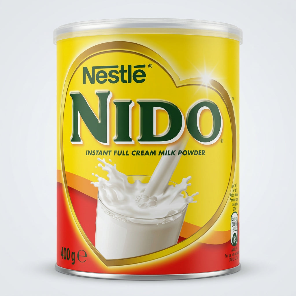 Nestle Nido instant full cream milk powder can on a white background