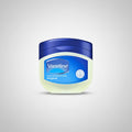 A jar of Vaseline pure petroleum jelly original edition with a blue lid on a white background.
