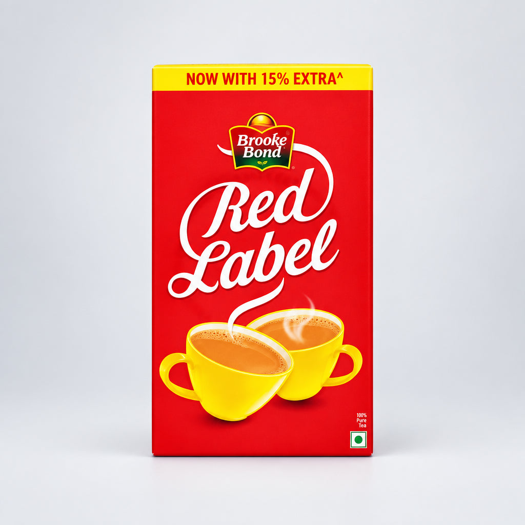 Brooke Bond Red Label tea box on a white background