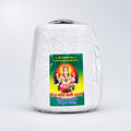 A bundle of white yarn or thread with a label featuring a colorful image of a deity, typically associated with Hindu religion.