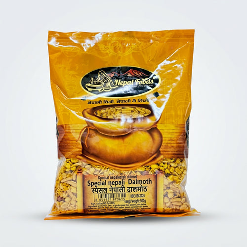 Nepal Foods Special Nepali Dalmoth package on a white background