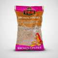 A package of TRS brand brown lentils, 2kg.