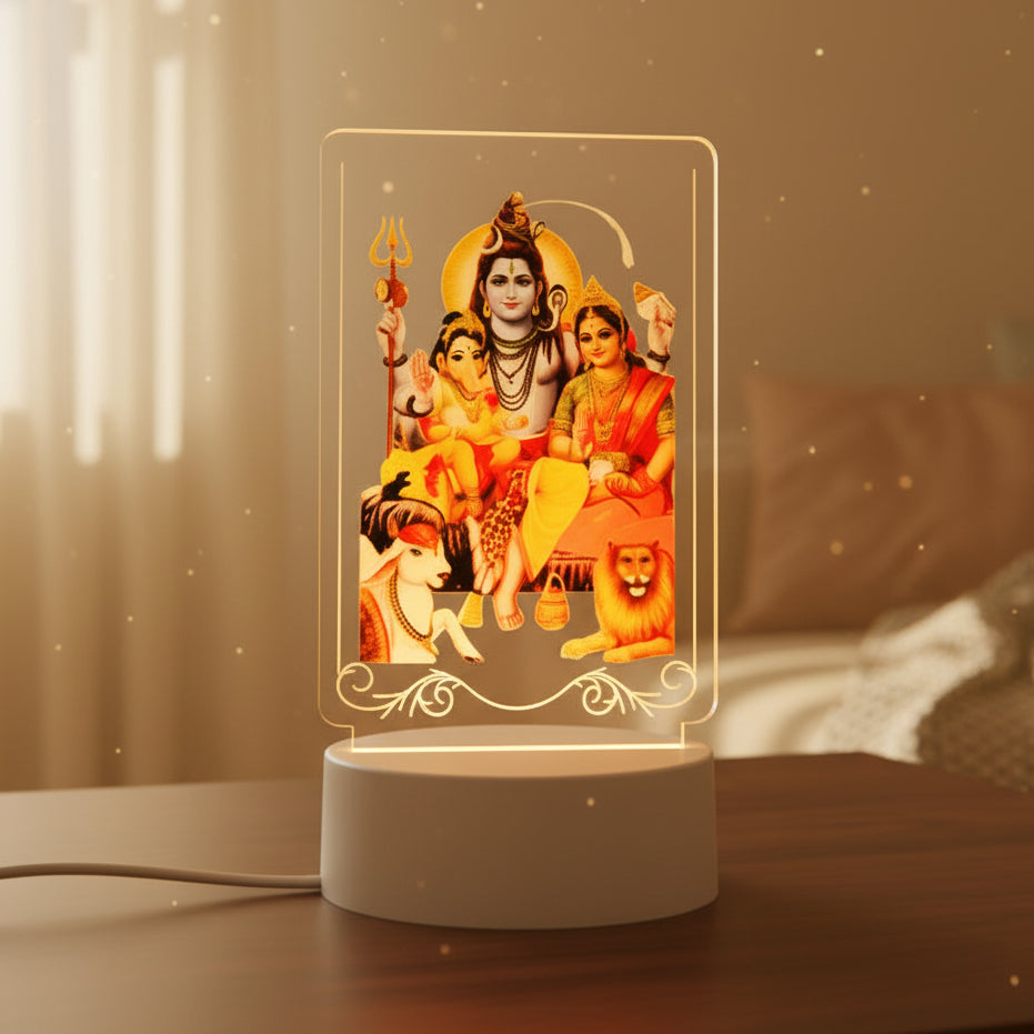 LED lamp with a religious icon design on a white background