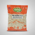 Packaged rice with a visible brand label on a blurred background