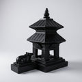 Black pagoda-like structure with a small animal figure on a white background, featuring the 'nepsto' brand.