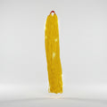 A yellow traditional Nepalese headwear known as Lung Pote (Jhupa Pote) displayed against a white background.