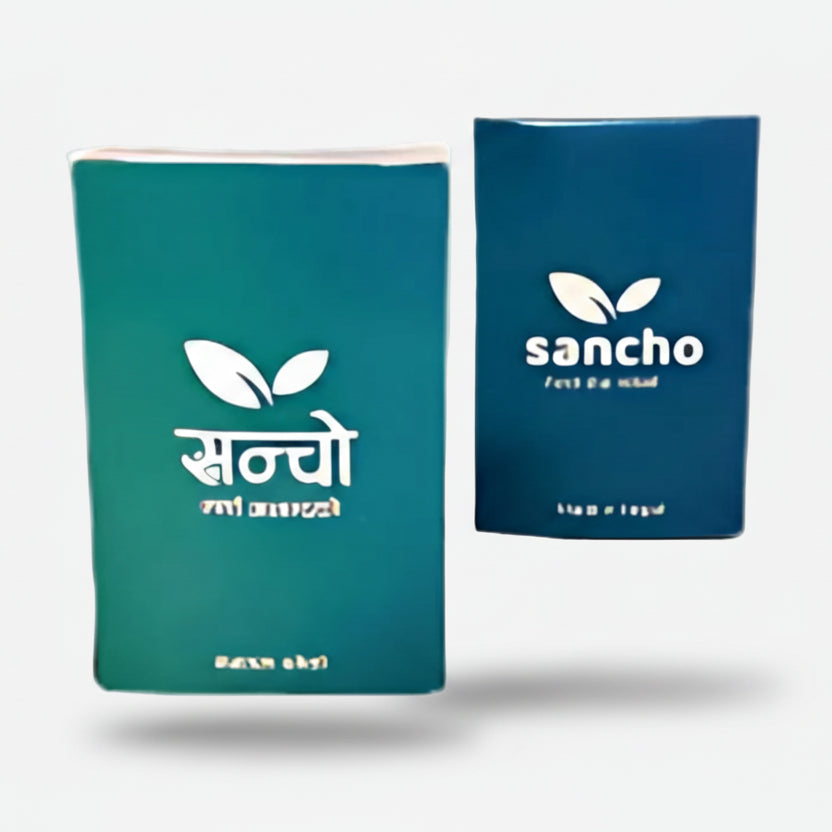 Two blue containers with 'sancho' branding on a white background