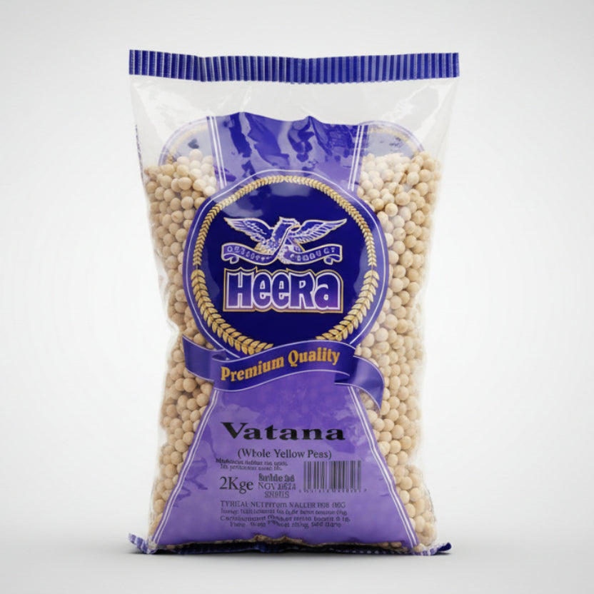 Bag of Heera Vatana whole yellow peas on a white background