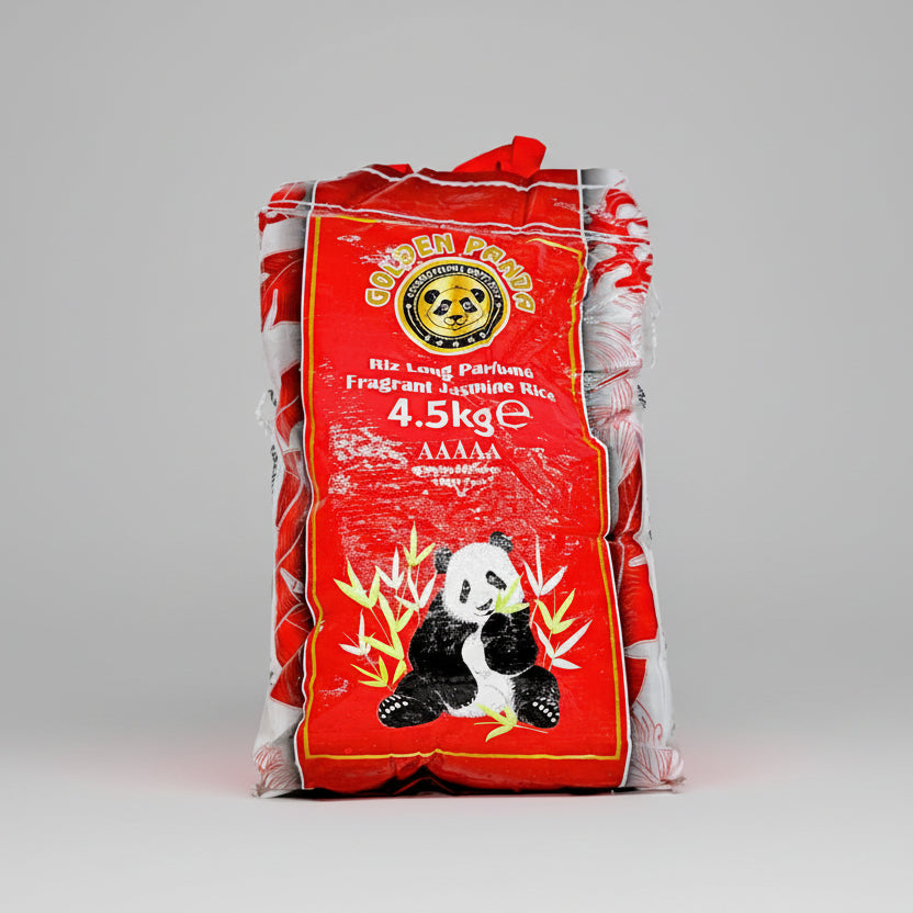 A package of Jasmin Rice Golden Panda brand displayed against a white background.