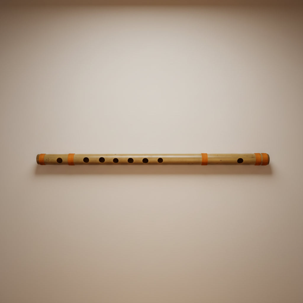 Bamboo flute on a beige background