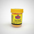 A small plastic container of yellow food color powder with a label that reads 'Egg Yellow Food Coloring 25g'.