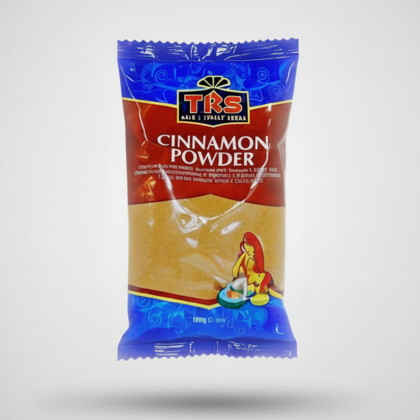 A packet of TRS Cinnamon Powder displayed against a white background.